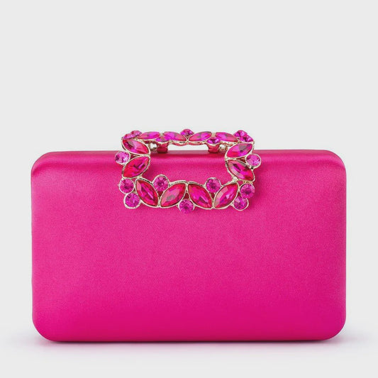 Margalit Crystal Lock Clutch - Fuchsia