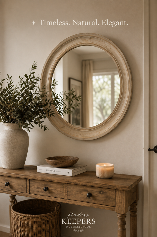 Round Wood Mirror 75cm