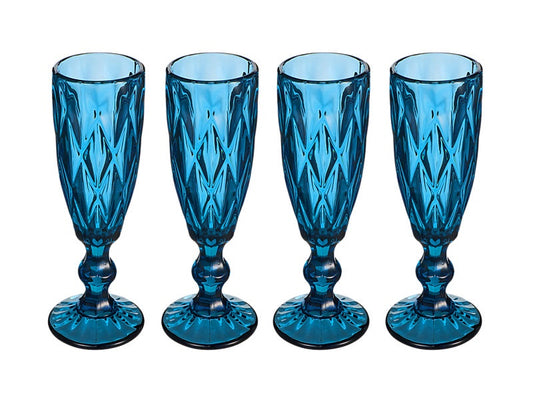 Deanna Champagne Flute 4pc Blue Gift Boxed