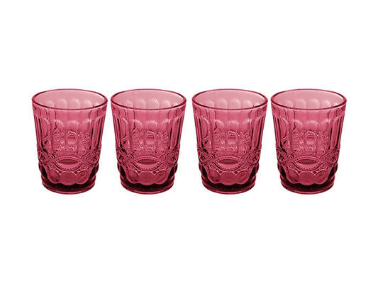 Gabriella Double Old Fashion Glass 4pc Pink Gift Boxed