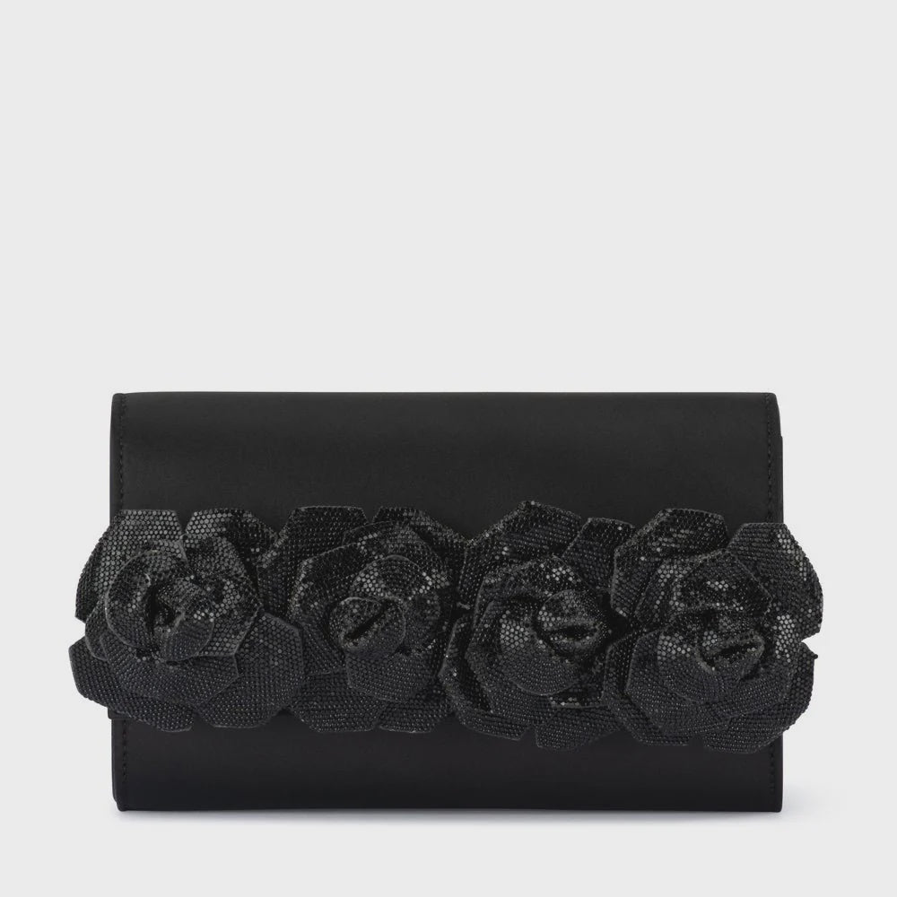 Stella Rosette Clutch - Black