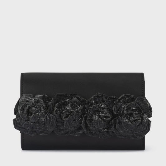 Stella Rosette Clutch - Black