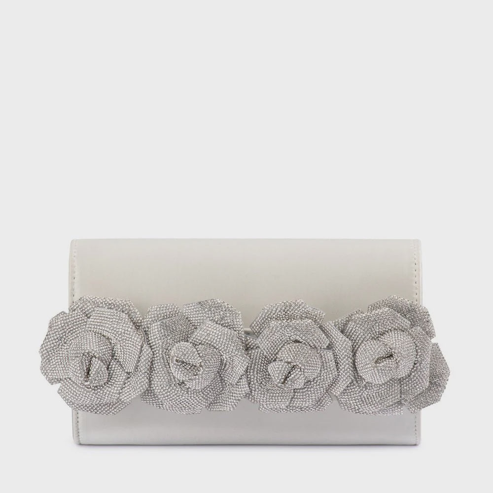 Stella Rosette Clutch - White
