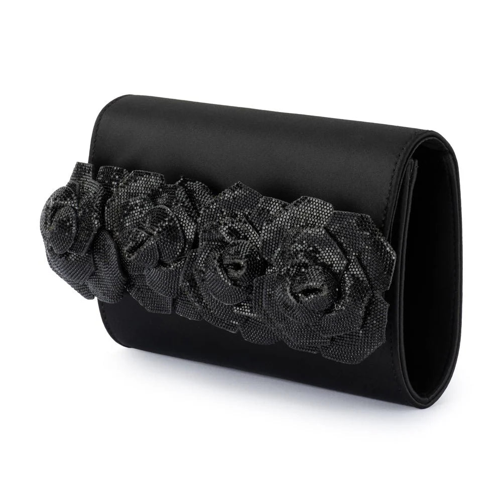 Stella Rosette Clutch - Black