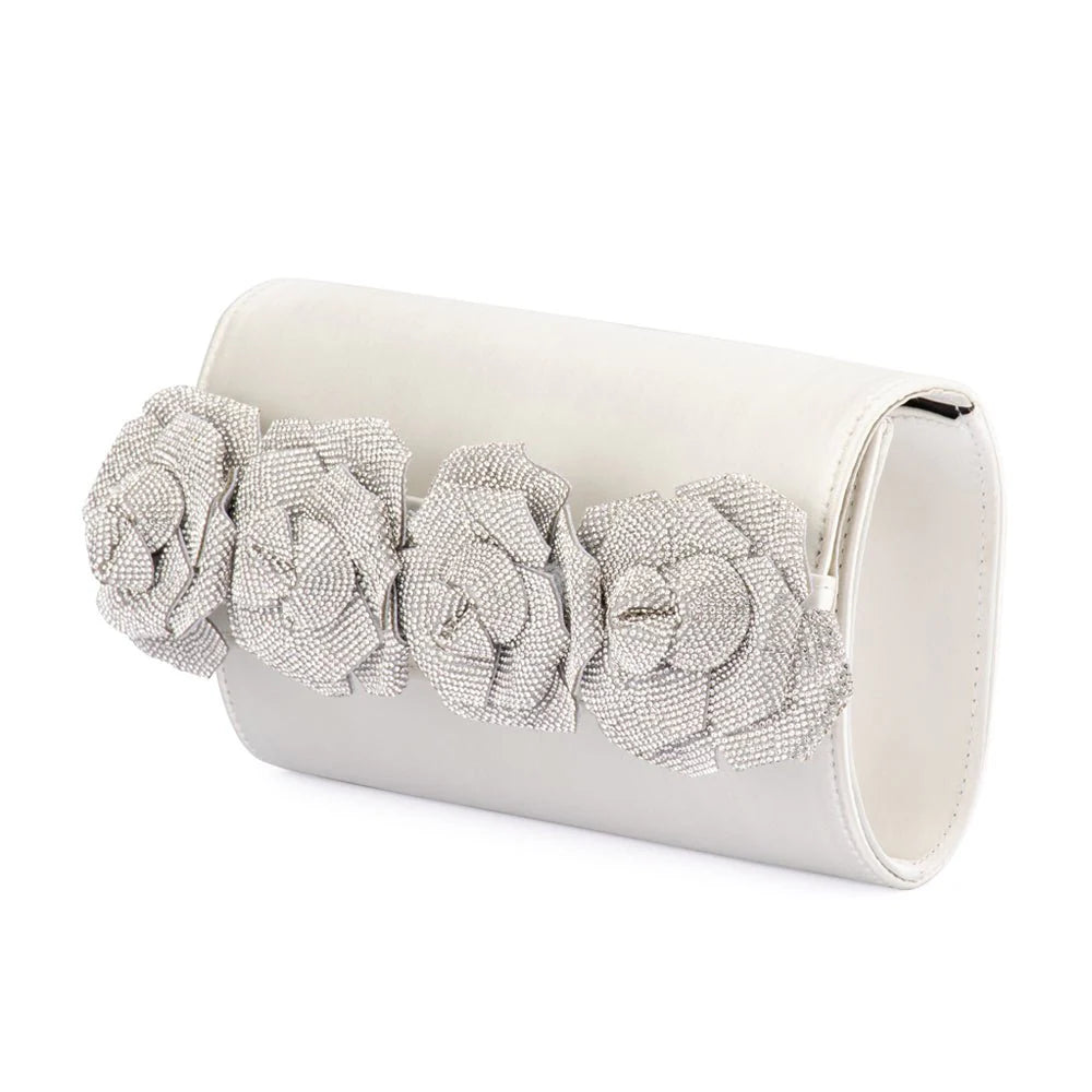 Stella Rosette Clutch - White
