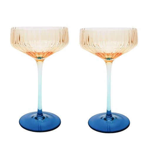 Ellie Ombre Cocktail Glass Amber & Blue