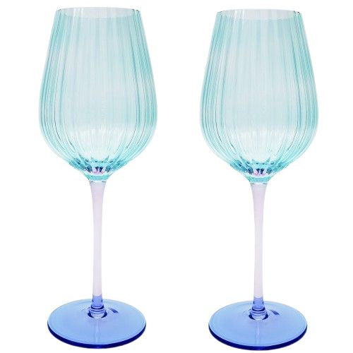 Ellie Ombre Wine Glass Aqua & Blue