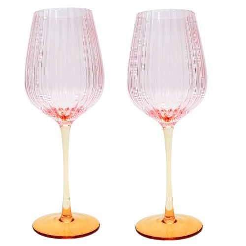 Ellie Ombre Wine Glass Pink & Yellow