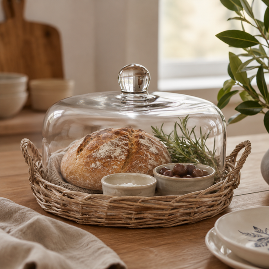 Willow Tray with Glass Cover