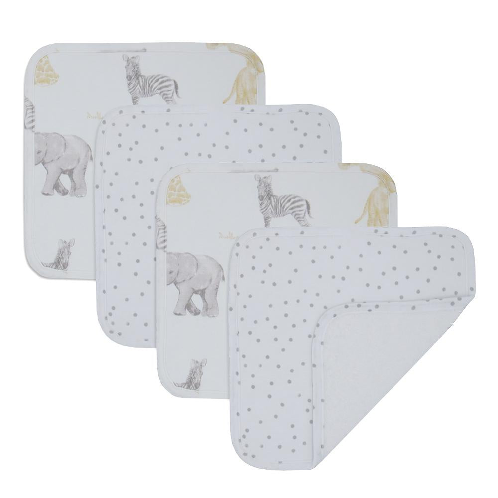 Face Washers 4pk Savanna Babies