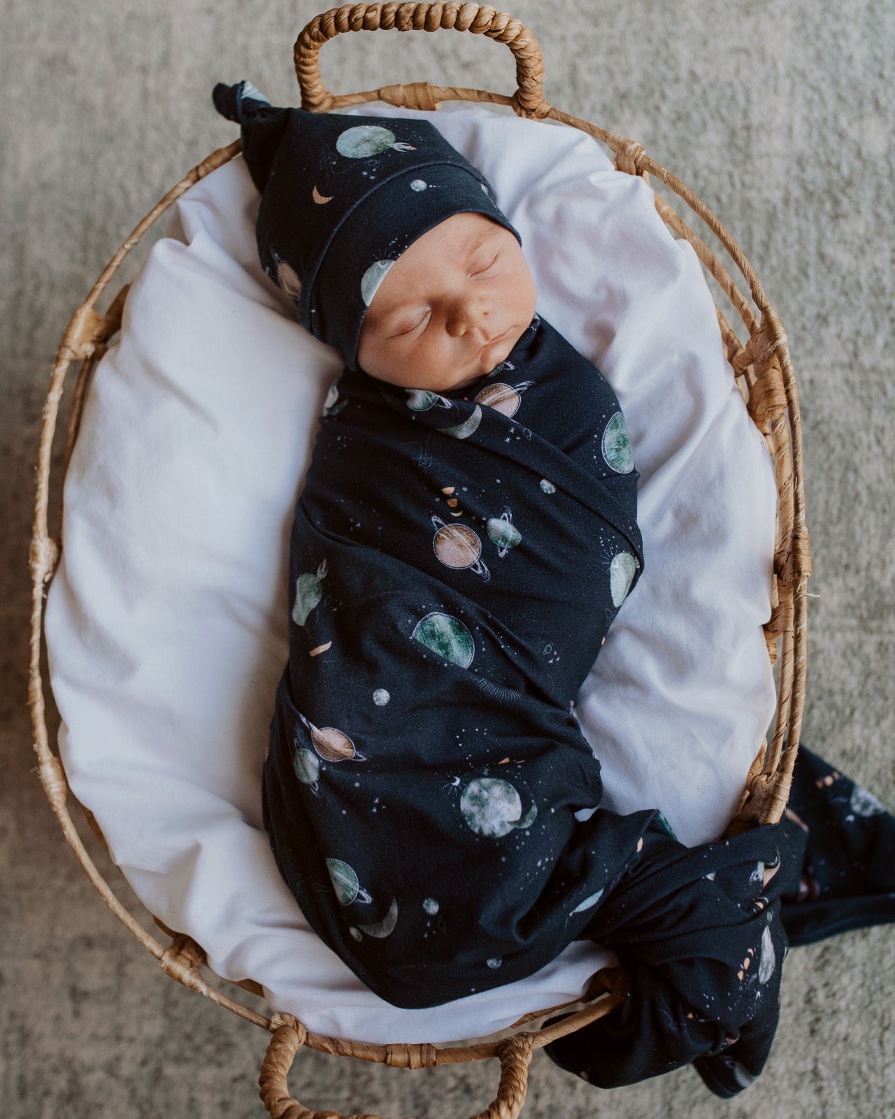 Milky Way Baby Jersey Wrap & Beanie Set