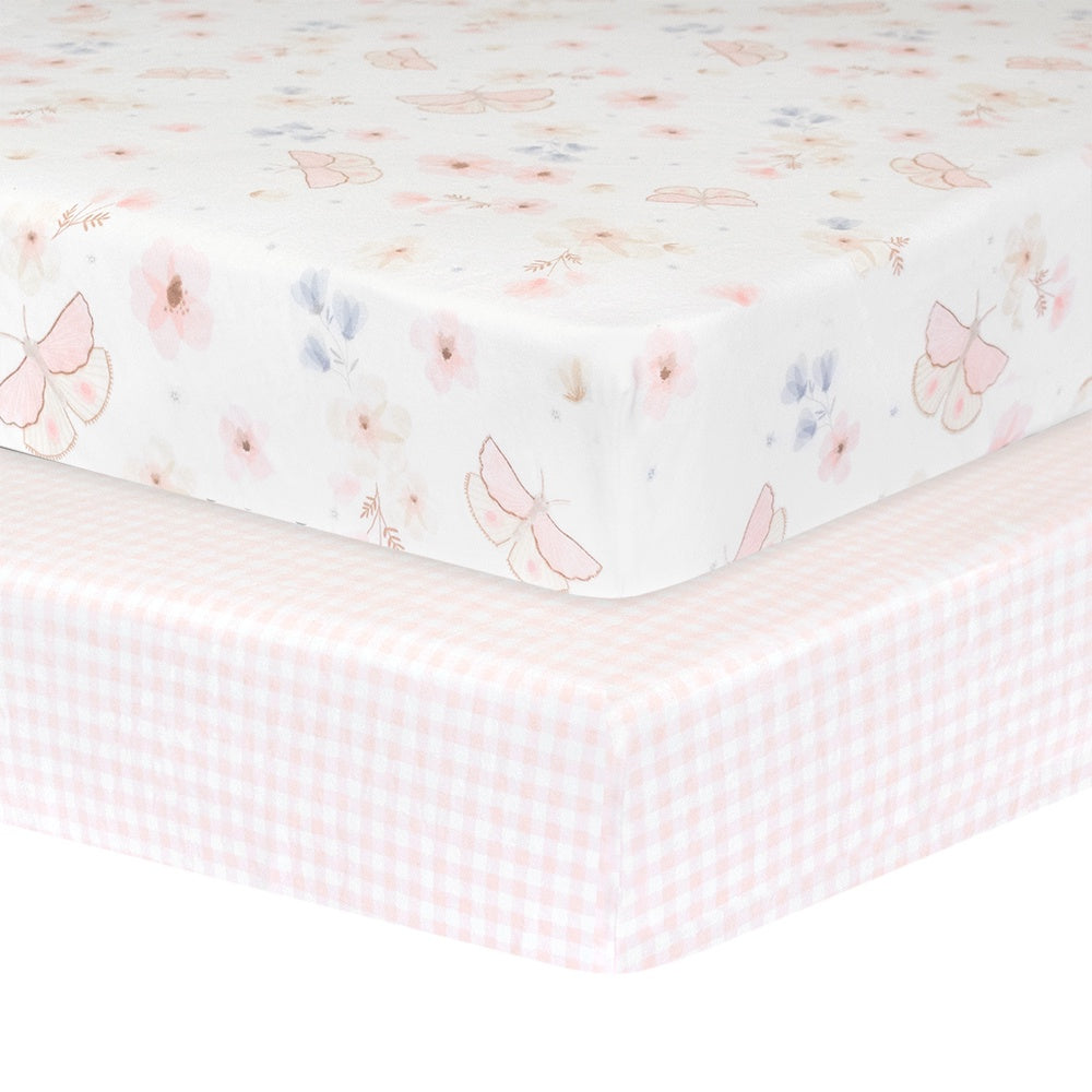 Cot Fitted Sheets - Butterfly Garden