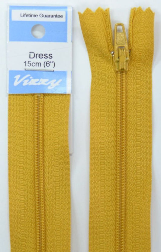 15cm Old Gold Zipper
