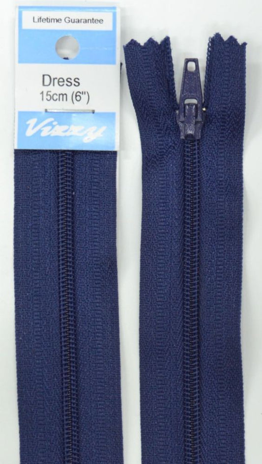 15cm Navy Zipper