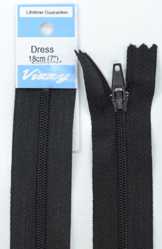 18cm Black Zipper