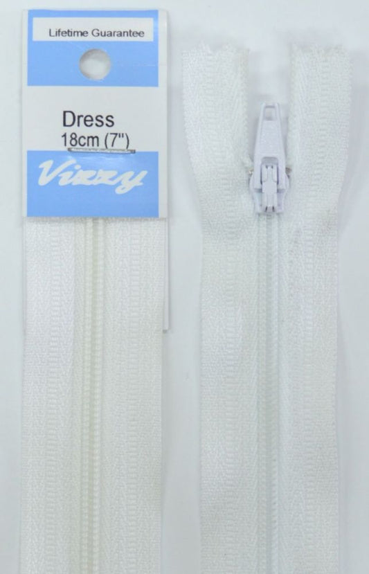 18cm White Zipper