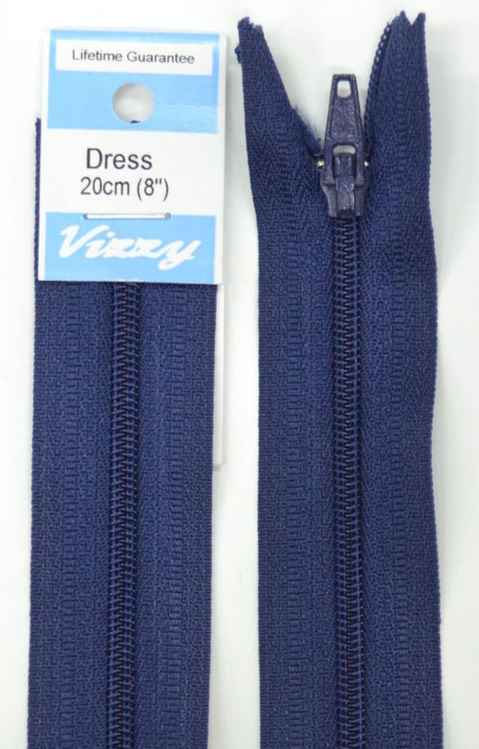 20cm Dark Navy Zipper