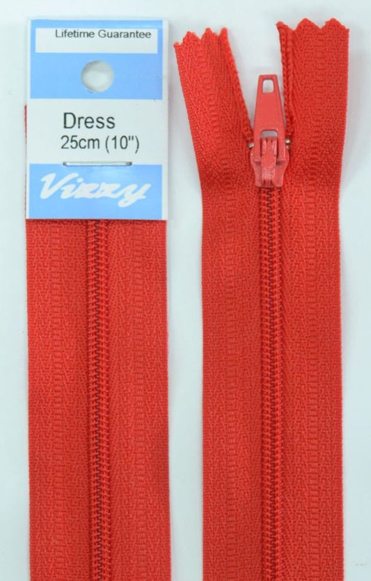 25cm Red Zipper