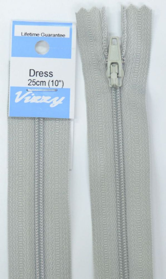 25cm Silver Zipper