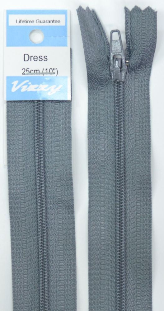 25cm Grey Zipper