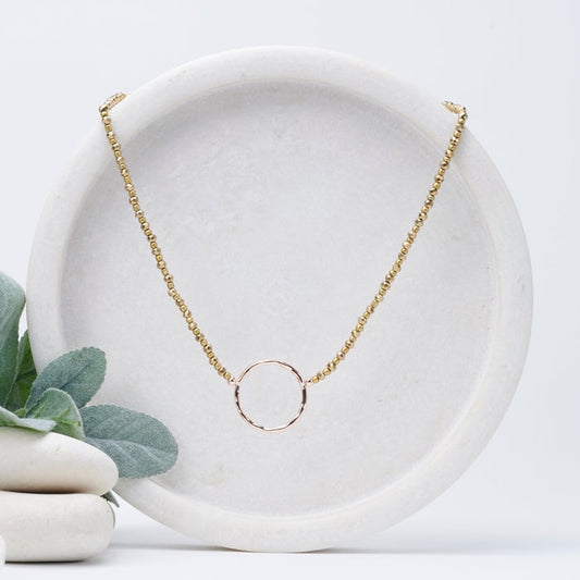 Short Rose Gold Ring Necklace