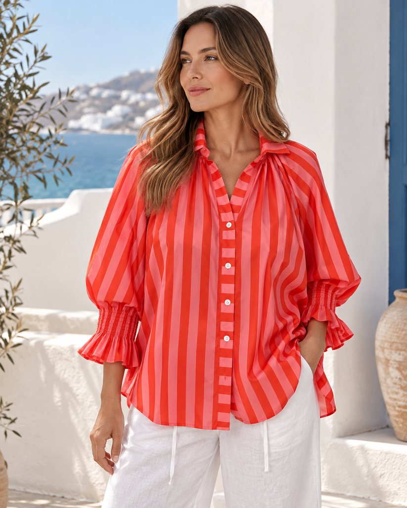Stripe Shirt  OSFA - Coral