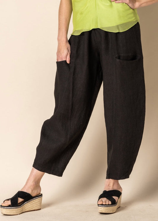 Florencia Linen Pants - Onyx