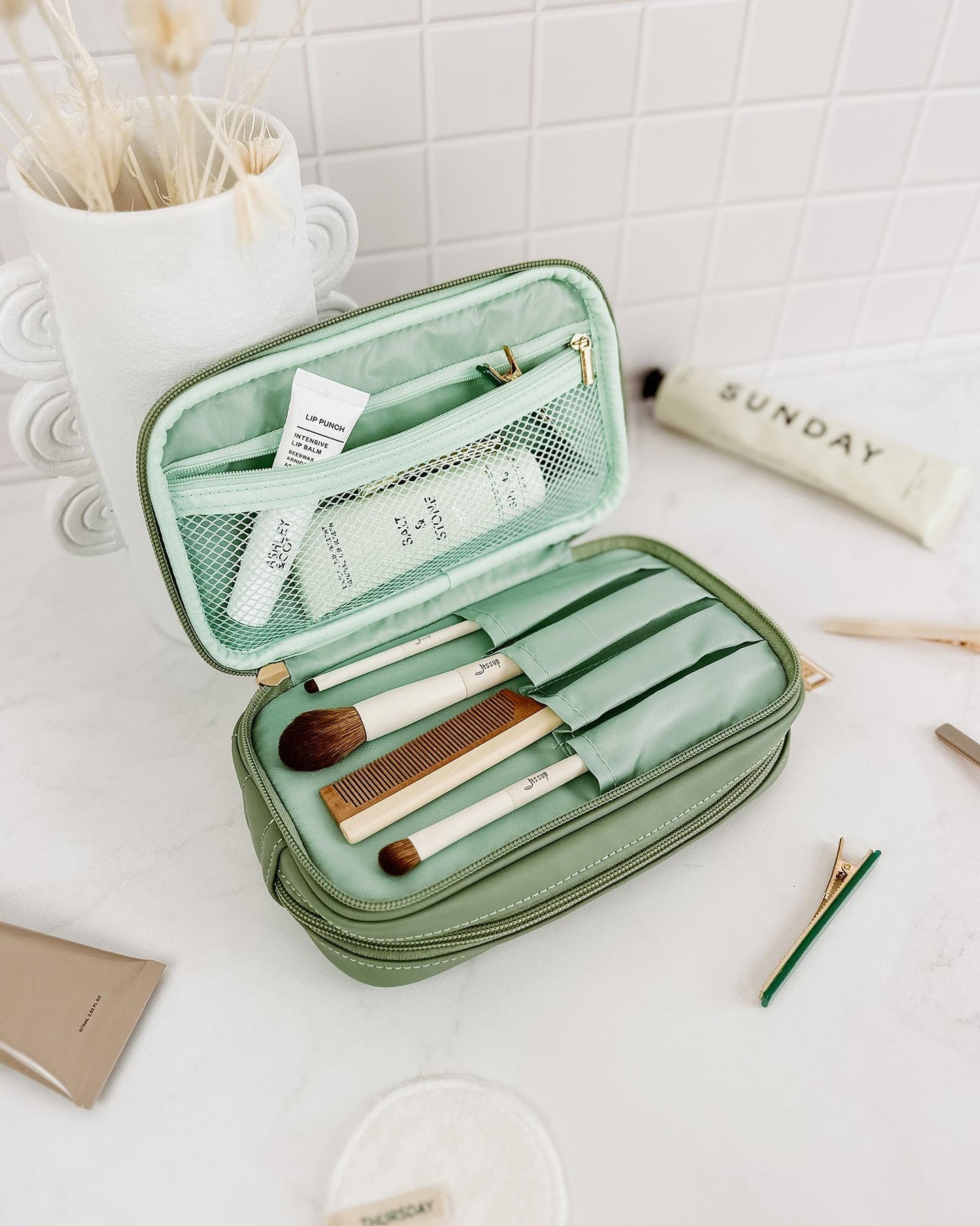 Maggie Rosie Cosmetic Bag Set Sage