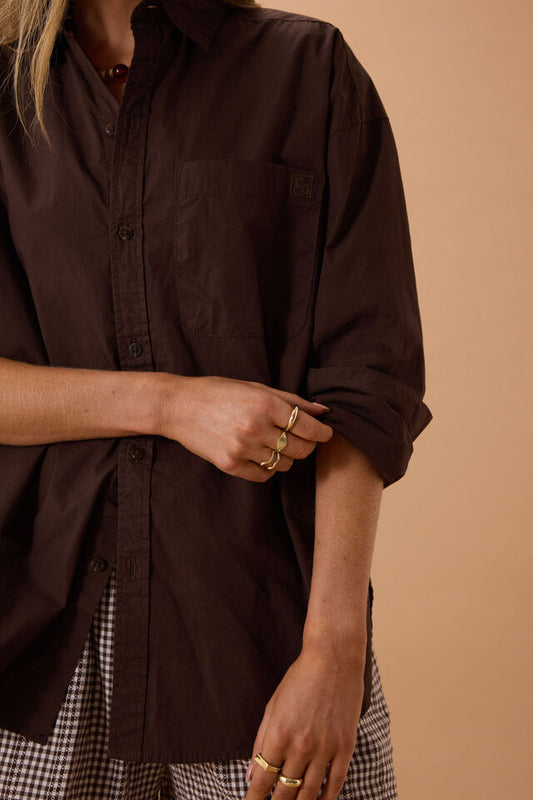 Peta Oversized Shirt - Chocolate