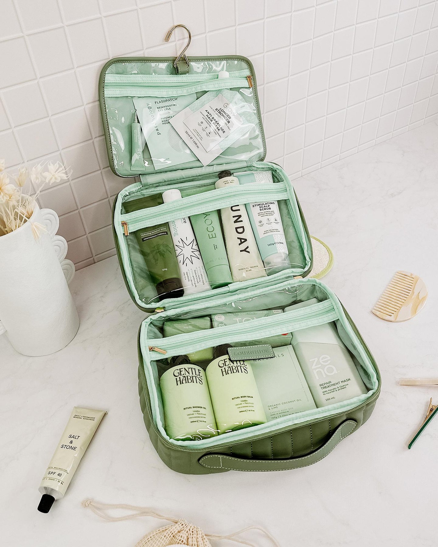 Maggie Rosie Cosmetic Bag Set Sage