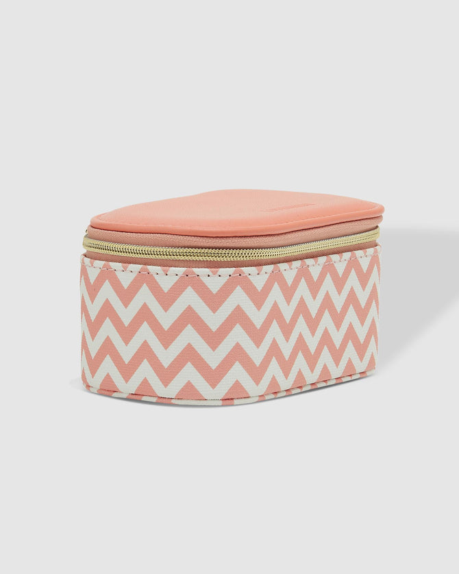 Olive Jewellery Box Chevron Peach