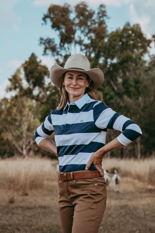 Relaxed Fit Stripe Cotton Rugby Top White/Parisian Navy