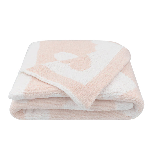 Chenille Blanket - Pink Hearts