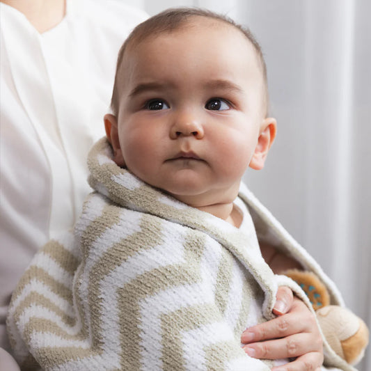 Chenille Knitted Blanket - Chevron/Taupe