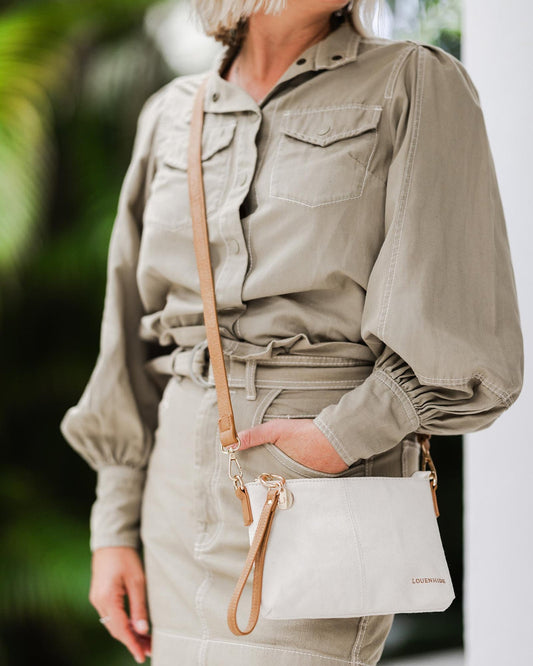 Baby Sophie Crossbody Bag Cream Canvas/Camel