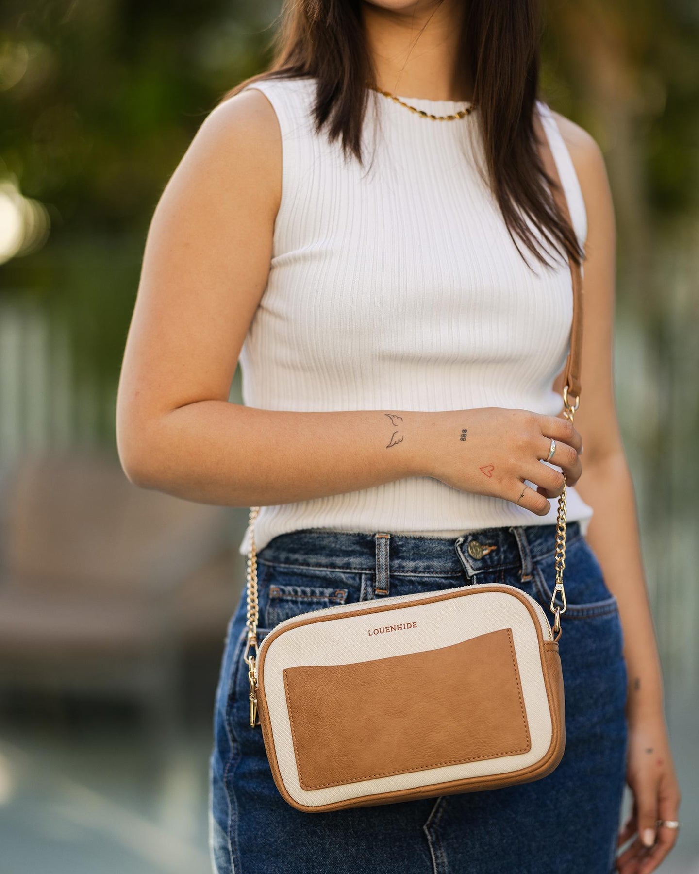 Jolene Canvas Crossbody Bag Cream/Camel