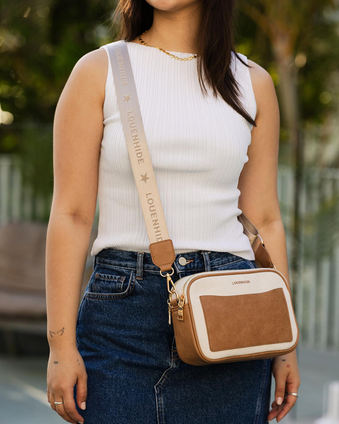 Jolene Canvas Crossbody Bag Cream/Camel