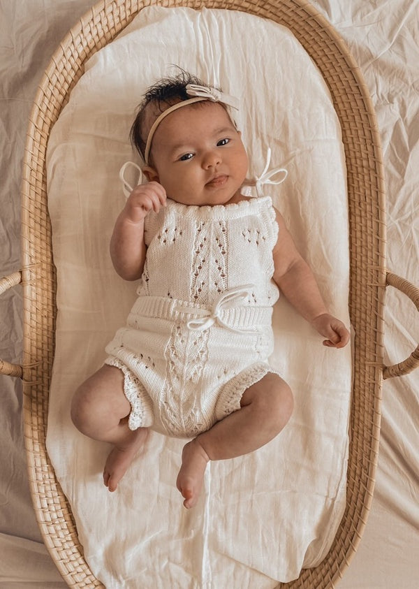 Knitted Cotton Pointelle Set – Milk