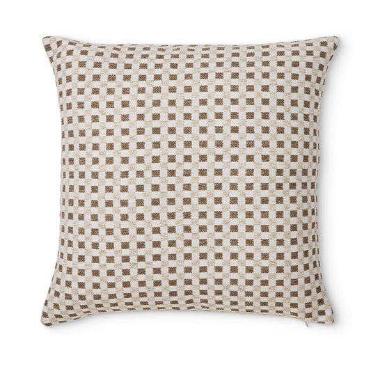 Checkers Beige/Coffee Cushion 50cm