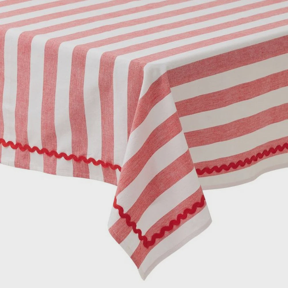 Wide Stripe Tablecloth - Red & White
