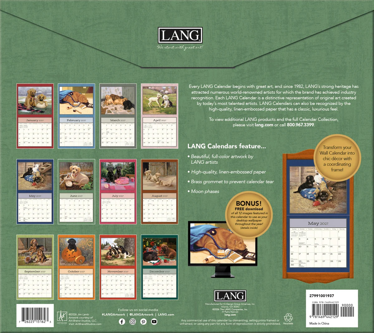 2027 Lang Puppy Calendar