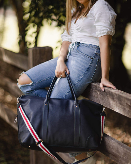 Alexis Stripe Strap Travel Bag Navy