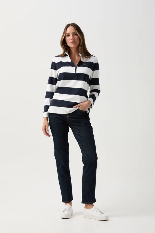 Stripe 1/2 Zip Rugby Parisian Night/White