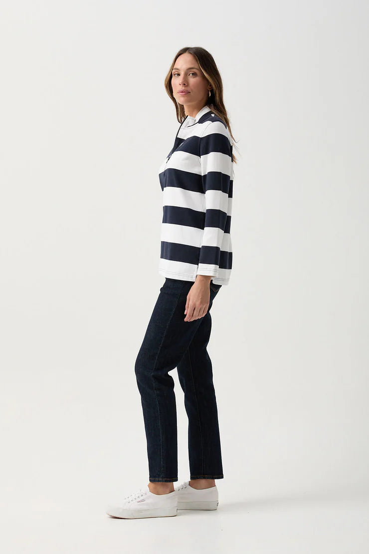 Stripe 1/2 Zip Rugby Parisian Night/White
