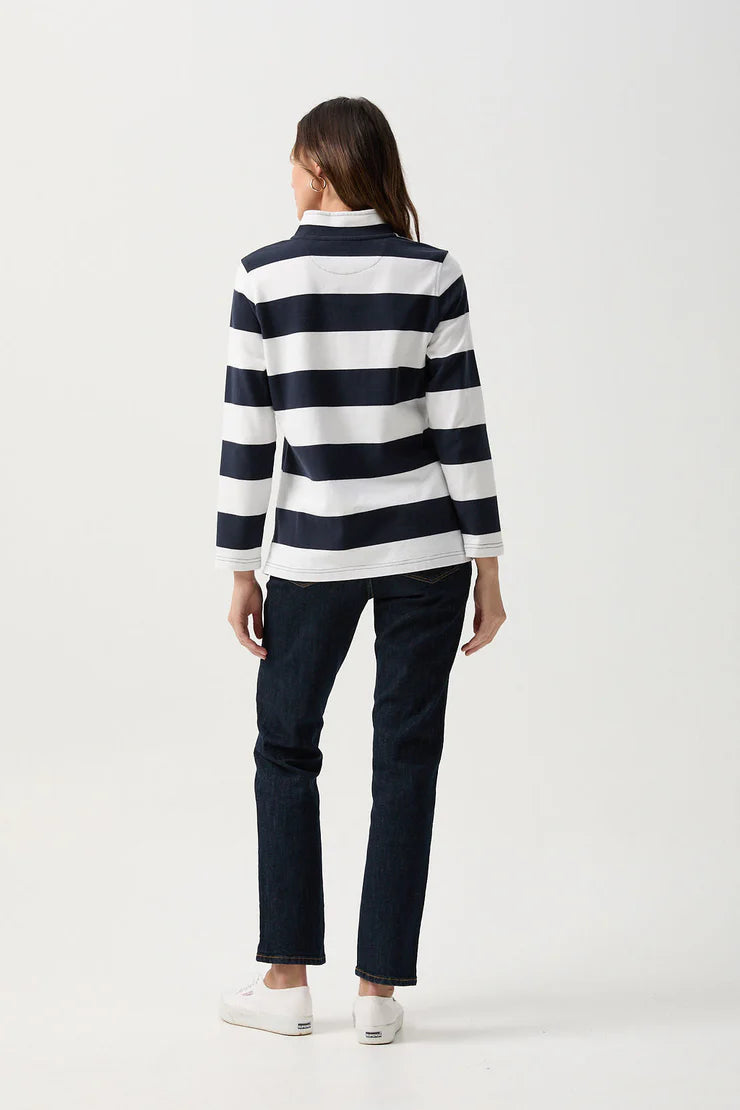 Stripe 1/2 Zip Rugby Parisian Night/White