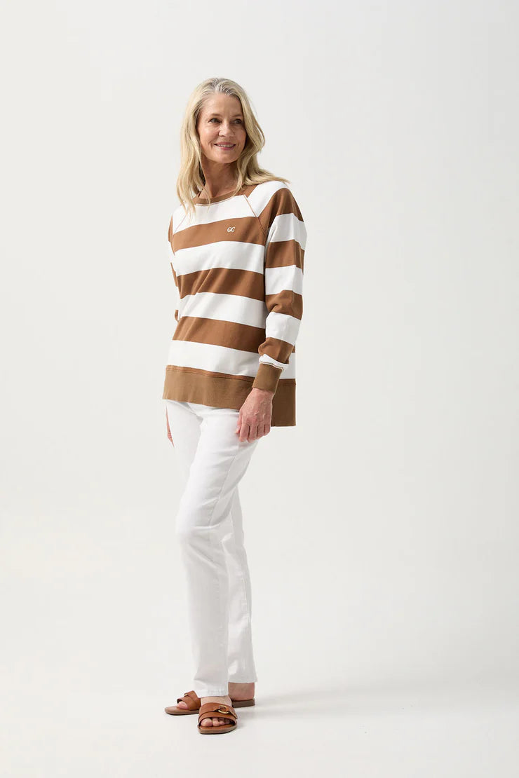 Stripe Sweater Tobacco/White