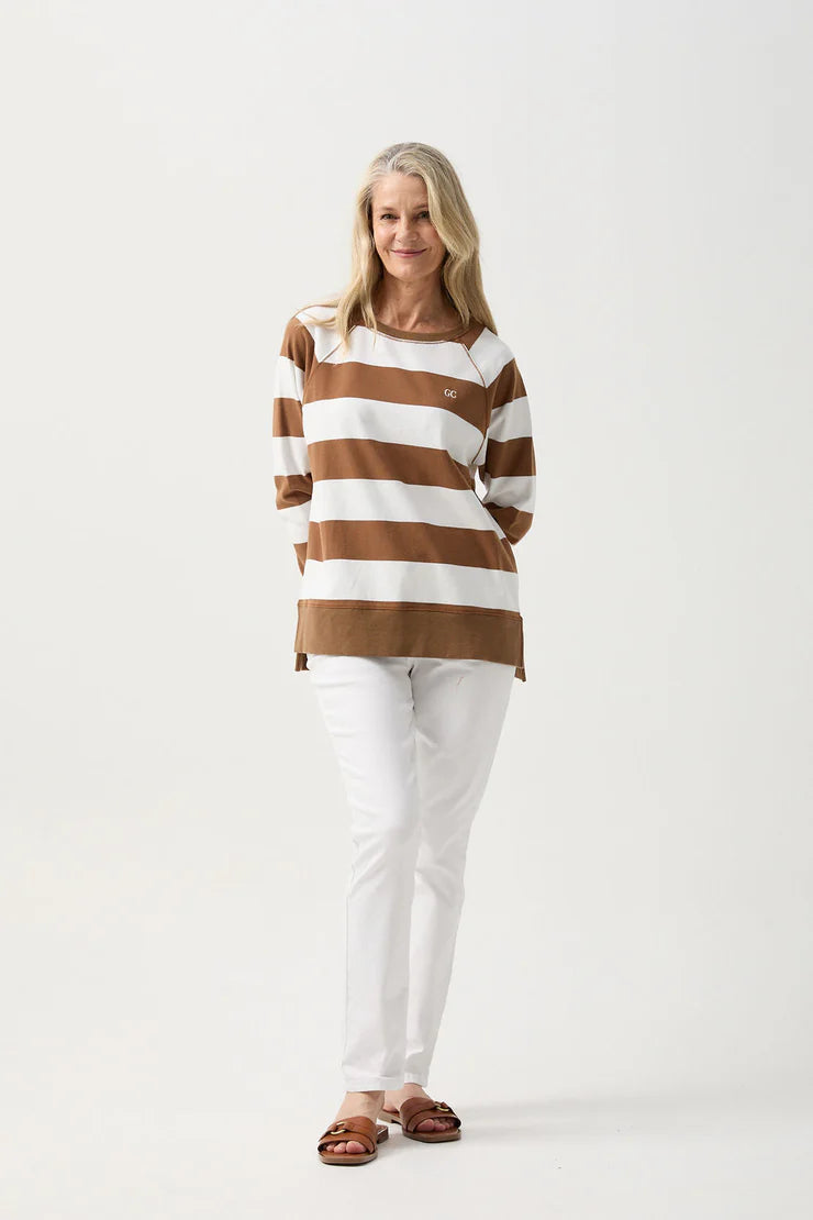 Stripe Sweater Tobacco/White