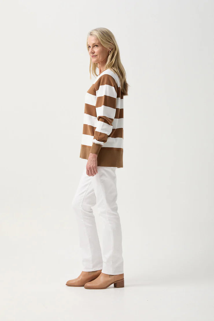 Stripe Sweater Tobacco/White