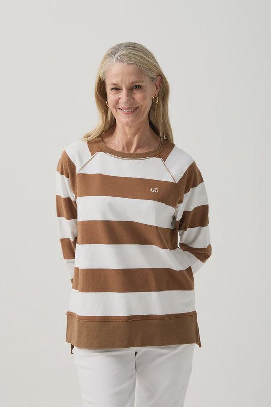 Stripe Sweater Tobacco/White