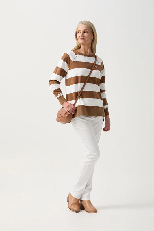 Stripe Sweater Tobacco/White